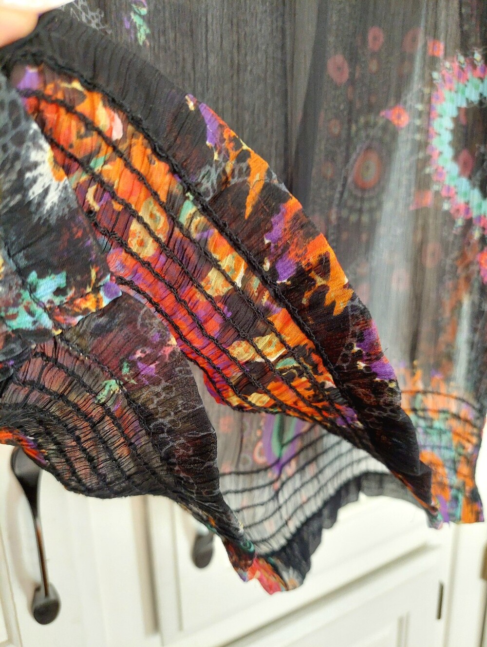 Desigual Semi-Sheer Mandala Print Chiffon Tunic Blouse Size M/L - Picture 8 of 13